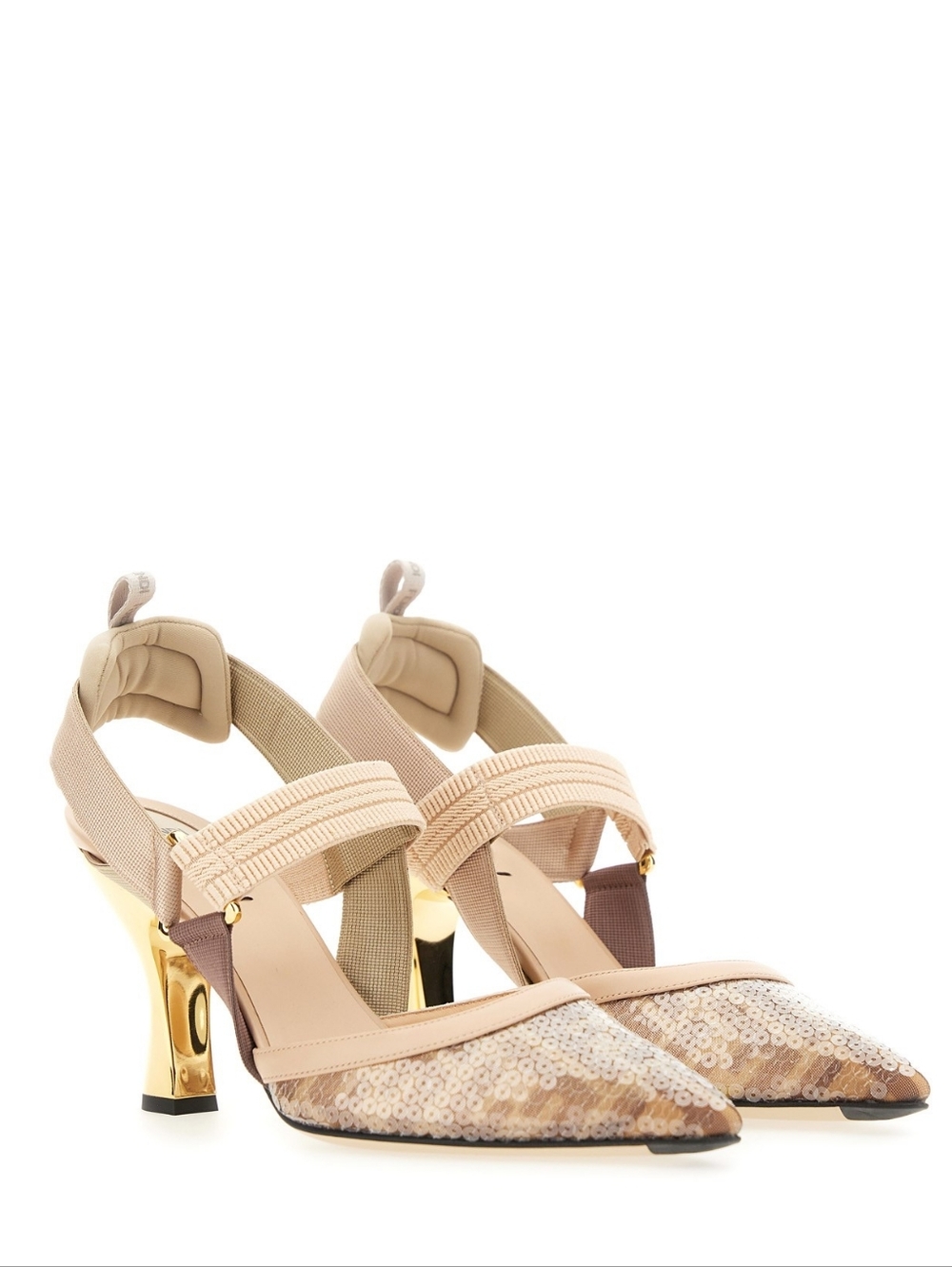 New $1150 Fendi Colibri Sequin Embellished Slingback Heels Size 6.5